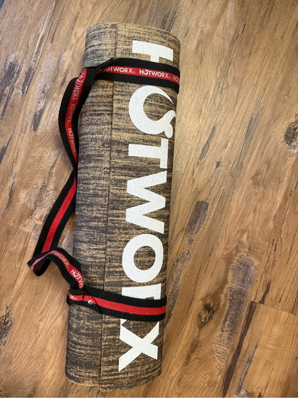 Limited Edition Hotworx Brown Yoga Mat Carrier with Red-Trim Strap